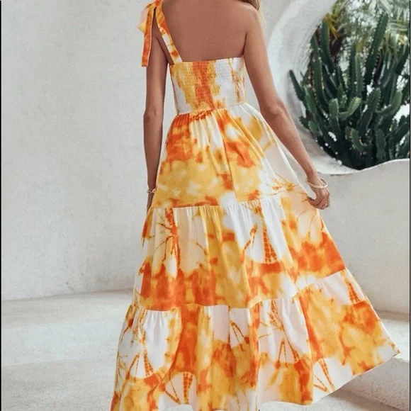Boho Tie Dye One Shoulder Maxi Dress - Picture 6 of 7